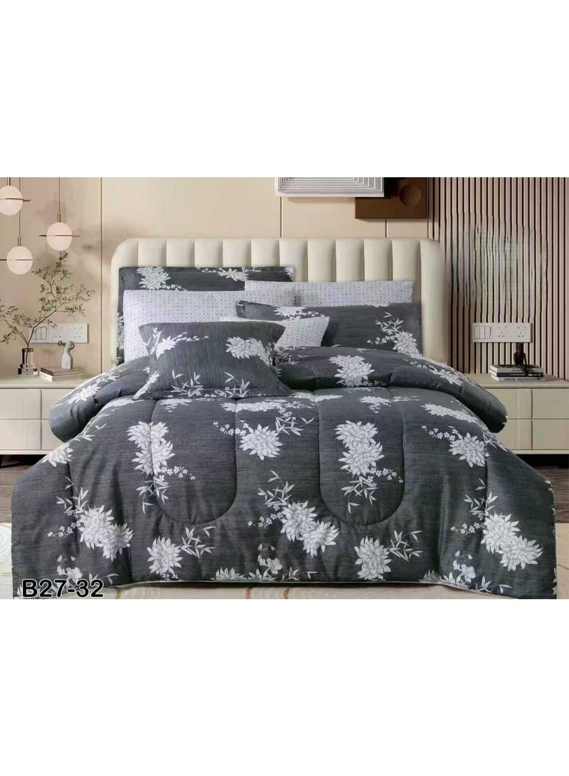 SFT Luxury summer double bed sheet set made of microfiber material, 8 pieces: 1 quilt 260*240cm, 1 sheet 200*200cm, 4 pillowcases 50*75cm, 2 cushion covers 45*45cm. - Image 1
